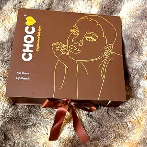 Choco Lip Gloss & Lip Pencil Set -Lady Red and Brown